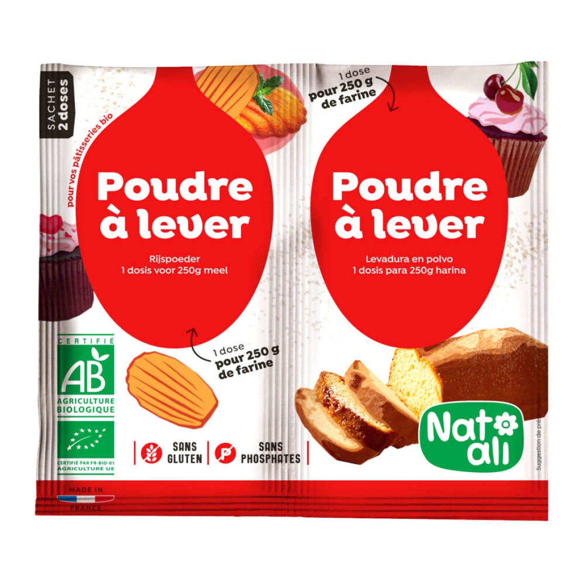 Poudre à lever sans gluten et sans phosphate bio