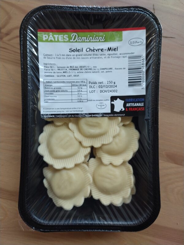 Raviolis Soleil chèvre miel